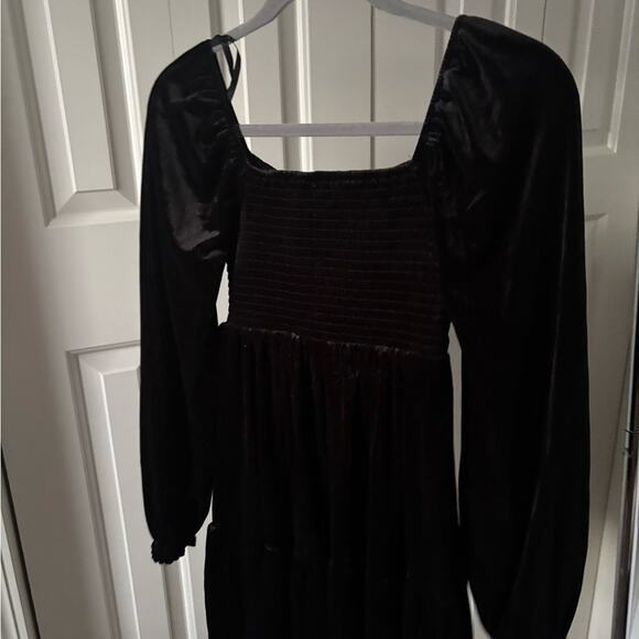 Black Velvet Smocked Babydoll Dress - Picture 13 of 13